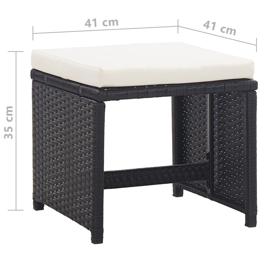 Tuinkrukken 2 st met kussens poly rattan zwart is nu te koop bij PeponiXL, paradijselijk wonen!
