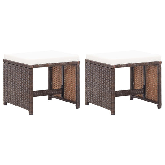 Tuinkrukken 2 st met kussens poly rattan bruin is nu te koop bij PeponiXL, paradijselijk wonen!