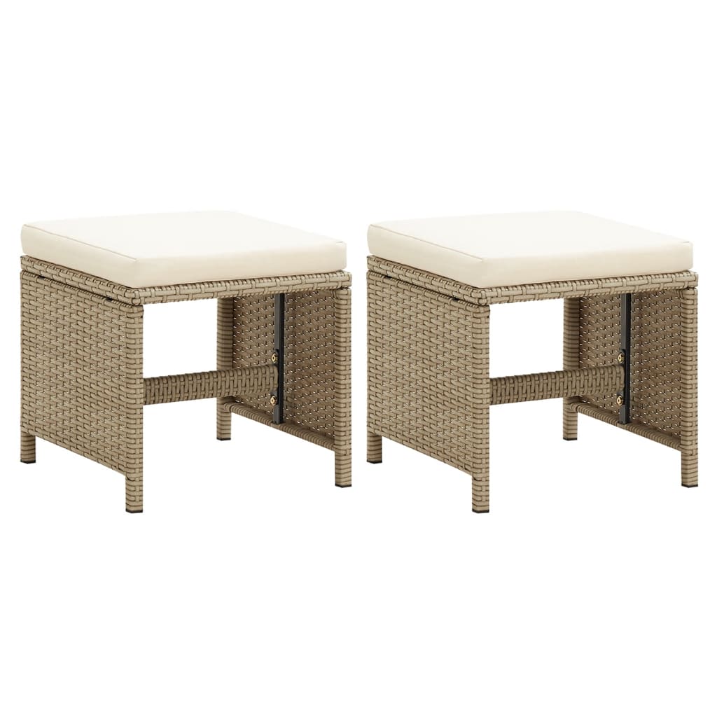 Tuinkrukken 2 st met kussens poly rattan beige is nu te koop bij PeponiXL, paradijselijk wonen!