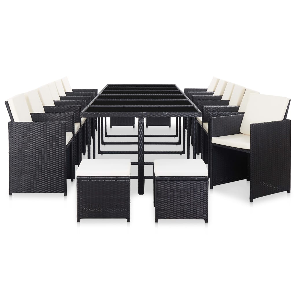 17-delige Tuinset met kussens poly rattan zwart is nu te koop bij PeponiXL, paradijselijk wonen!