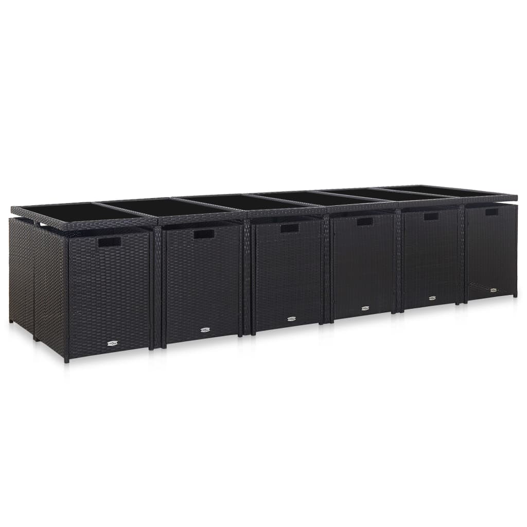 17-delige Tuinset met kussens poly rattan zwart is nu te koop bij PeponiXL, paradijselijk wonen!