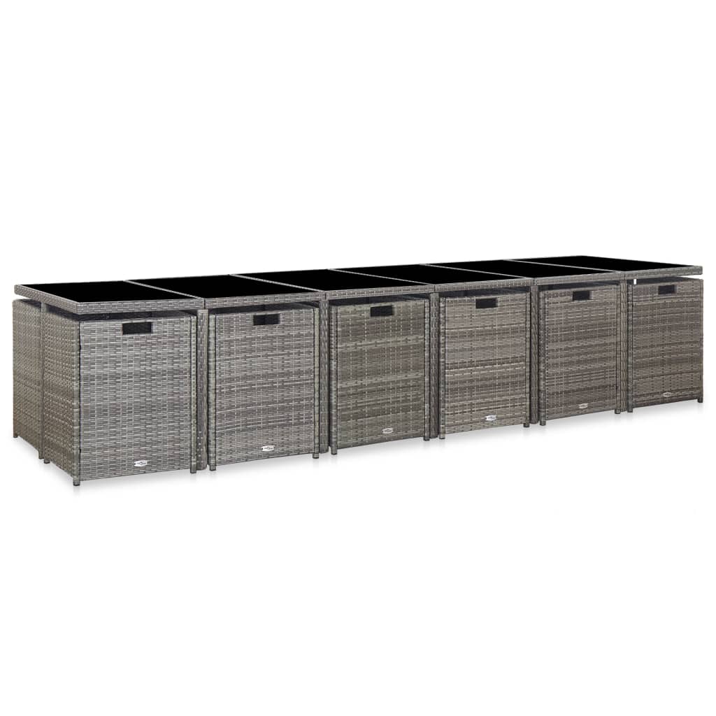 17-delige Tuinset met kussens poly rattan grijs is nu te koop bij PeponiXL, paradijselijk wonen!