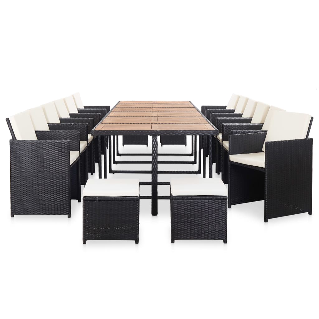 17-delige Tuinset met kussens poly rattan zwart is nu te koop bij PeponiXL, paradijselijk wonen!