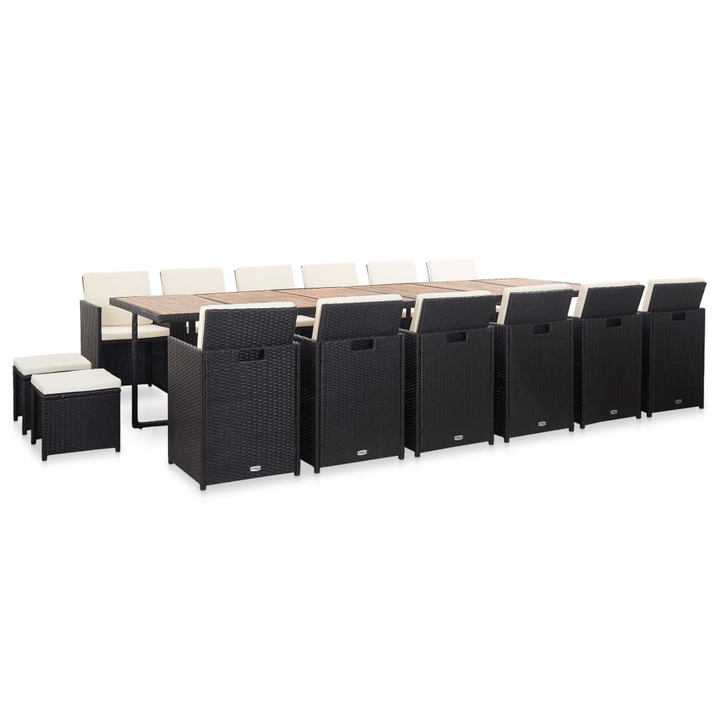 17-delige Tuinset met kussens poly rattan zwart is nu te koop bij PeponiXL, paradijselijk wonen!