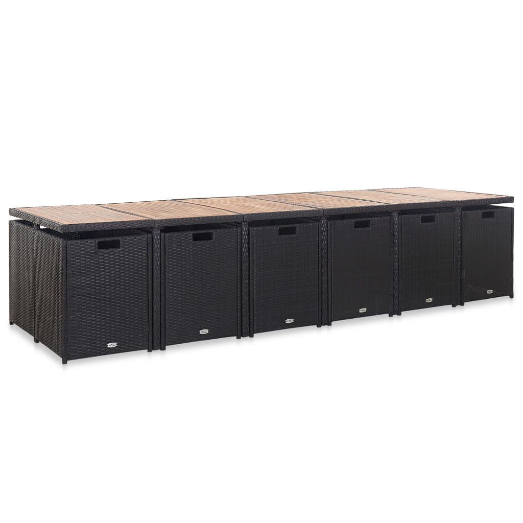 17-delige Tuinset met kussens poly rattan zwart is nu te koop bij PeponiXL, paradijselijk wonen!