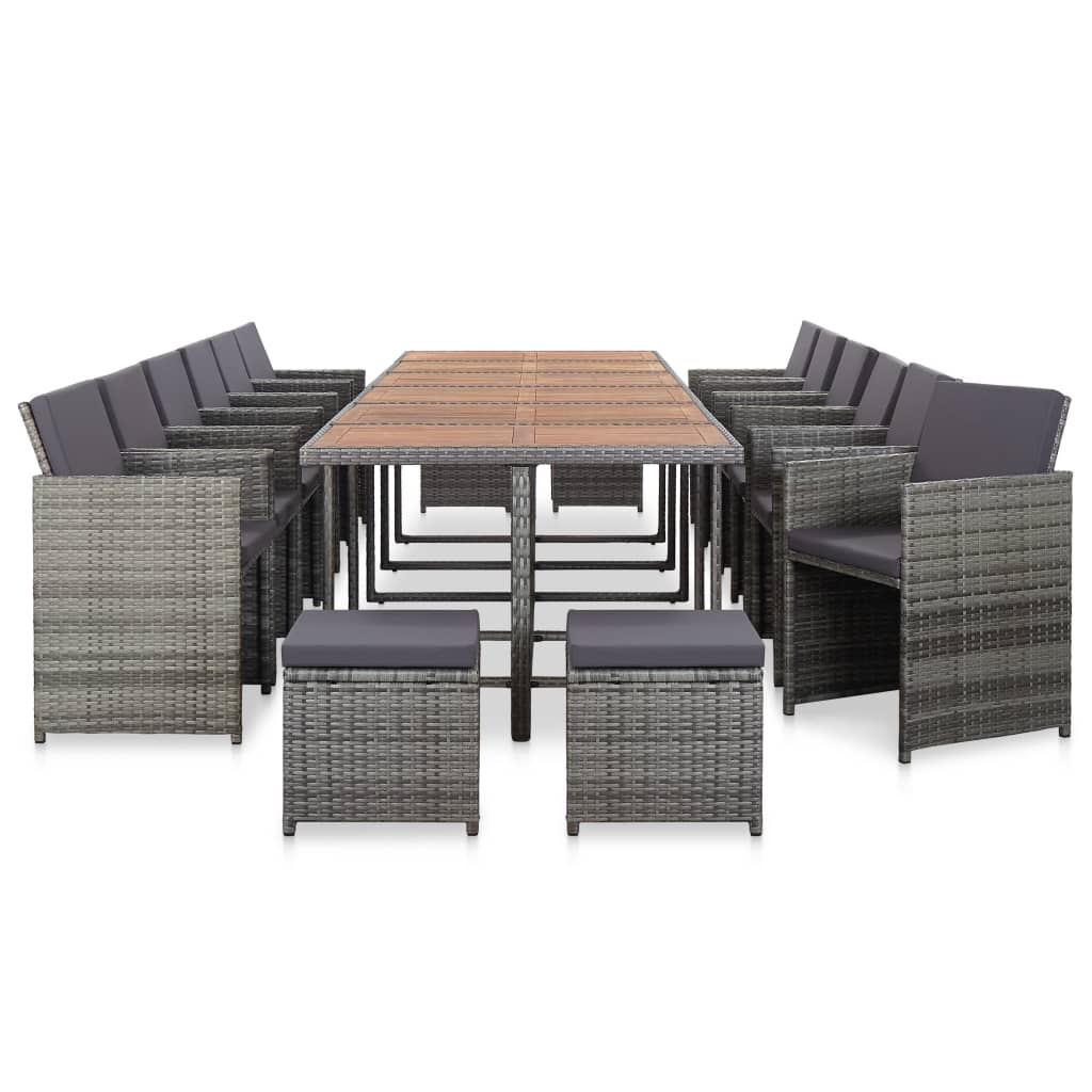 17-delige Tuinset met kussens poly rattan grijs is nu te koop bij PeponiXL, paradijselijk wonen!