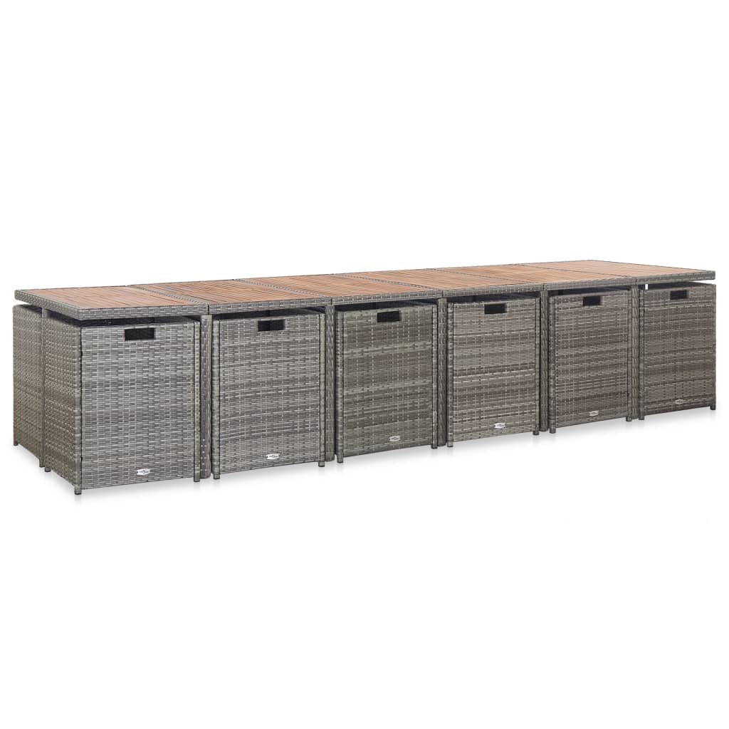 17-delige Tuinset met kussens poly rattan grijs is nu te koop bij PeponiXL, paradijselijk wonen!