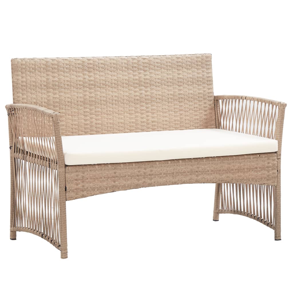 4-delige Loungeset met kussens poly rattan beige is nu te koop bij PeponiXL, paradijselijk wonen!