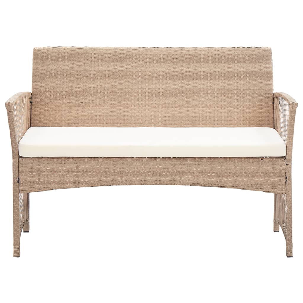 4-delige Loungeset met kussens poly rattan beige is nu te koop bij PeponiXL, paradijselijk wonen!