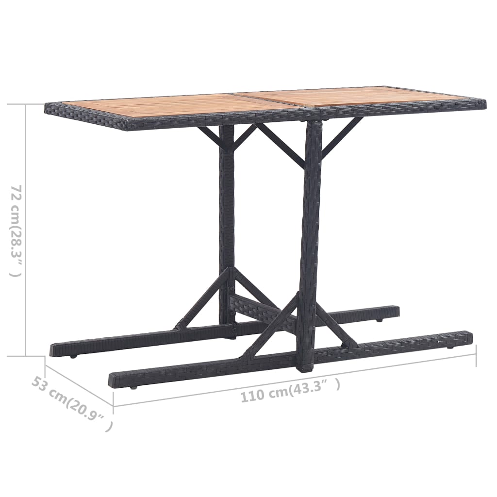 Tuintafel massief acaciahout en poly rattan zwart is nu te koop bij PeponiXL, paradijselijk wonen!