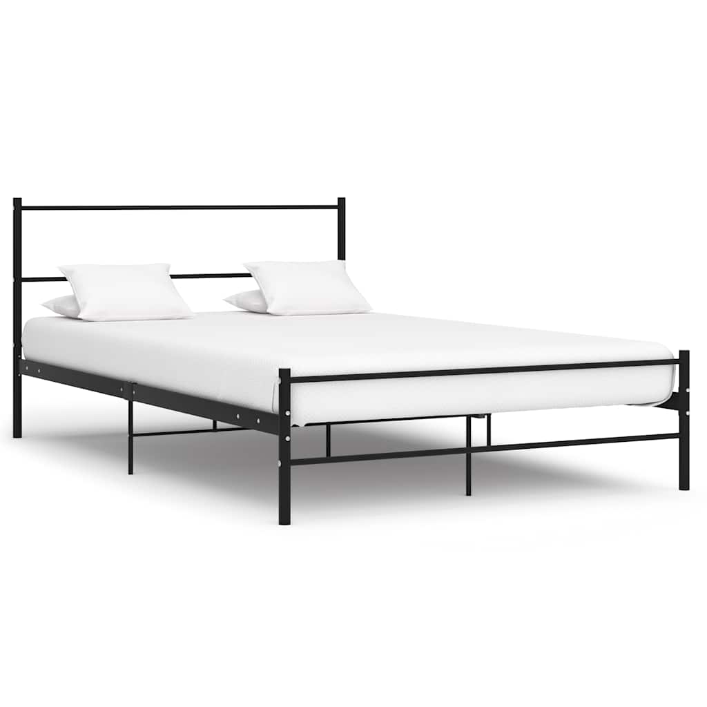 Bedframe met hoofdeinde zonder matras 140x200 cm metaal zwart is nu te koop bij PeponiXL, paradijselijk wonen!