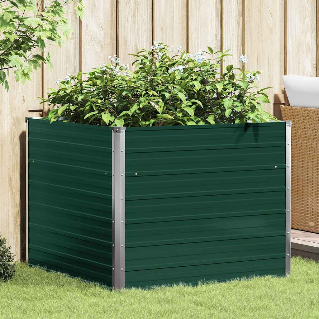 Plantenbak verhoogd 100x100x77 cm gegalvaniseerd staal groen is nu te koop bij PeponiXL, paradijselijk wonen!