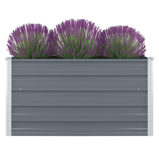 Plantenbak verhoogd 100x100x45 cm gegalvaniseerd staal grijs is nu te koop bij PeponiXL, paradijselijk wonen!