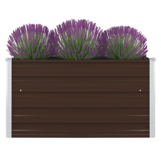 Plantenbak verhoogd 100x100x45 cm gegalvaniseerd staal bruin is nu te koop bij PeponiXL, paradijselijk wonen!