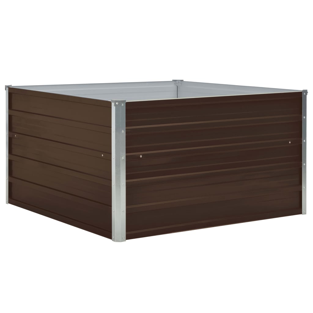 Plantenbak verhoogd 100x100x45 cm gegalvaniseerd staal bruin is nu te koop bij PeponiXL, paradijselijk wonen!