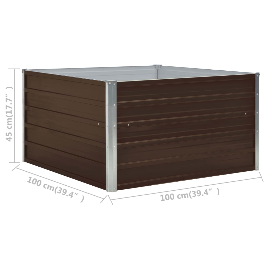 Plantenbak verhoogd 100x100x45 cm gegalvaniseerd staal bruin is nu te koop bij PeponiXL, paradijselijk wonen!