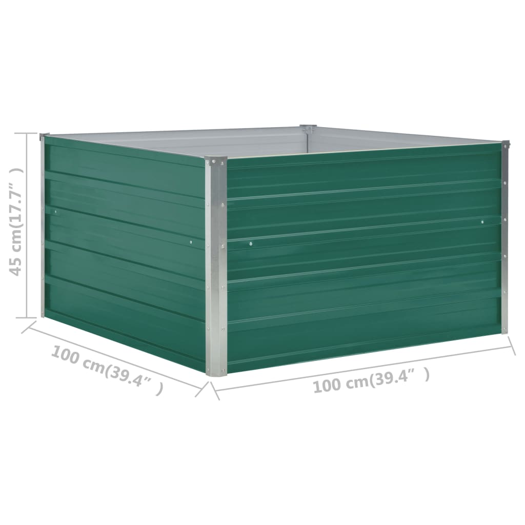 Plantenbak verhoogd 100x100x45 cm gegalvaniseerd staal groen is nu te koop bij PeponiXL, paradijselijk wonen!