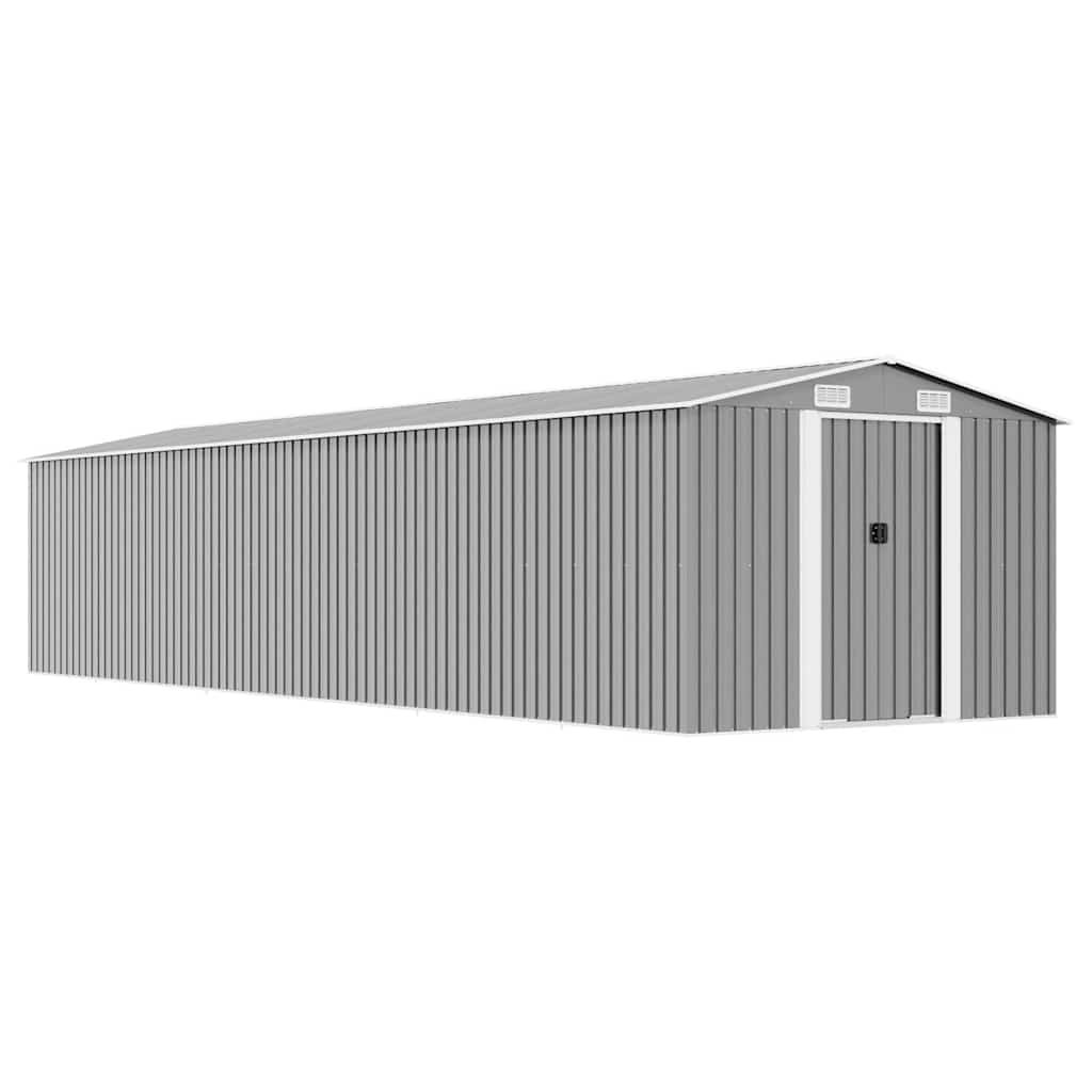 Tuinschuur 257x779x181 cm gegalvaniseerd staal grijs is nu te koop bij PeponiXL, paradijselijk wonen!