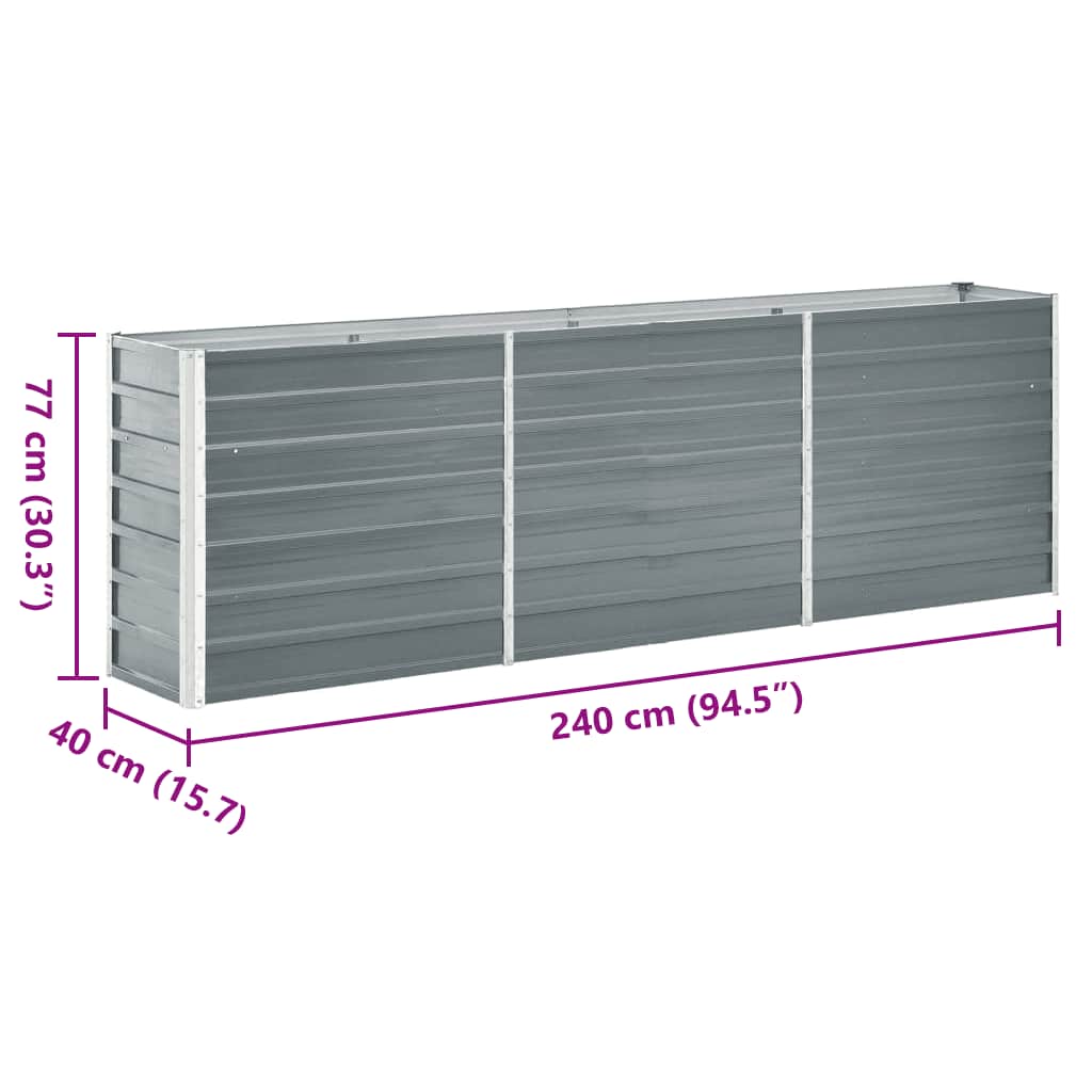 Plantenbak verhoogd 240x40x77 cm gegalvaniseerd staal grijs is nu te koop bij PeponiXL, paradijselijk wonen!