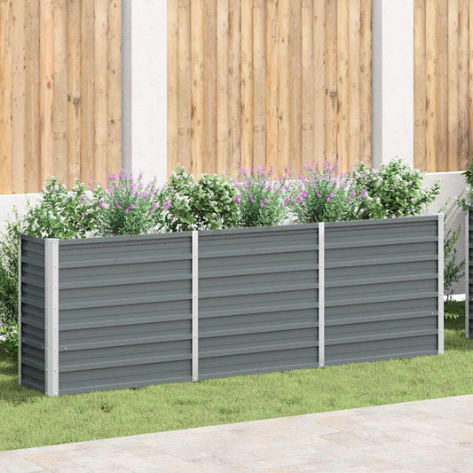 Plantenbak verhoogd 240x40x77 cm gegalvaniseerd staal grijs is nu te koop bij PeponiXL, paradijselijk wonen!