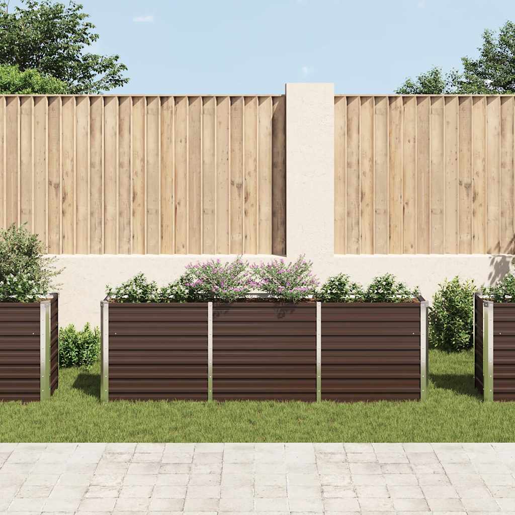 Plantenbak verhoogd 240x40x77 cm gegalvaniseerd staal bruin is nu te koop bij PeponiXL, paradijselijk wonen!