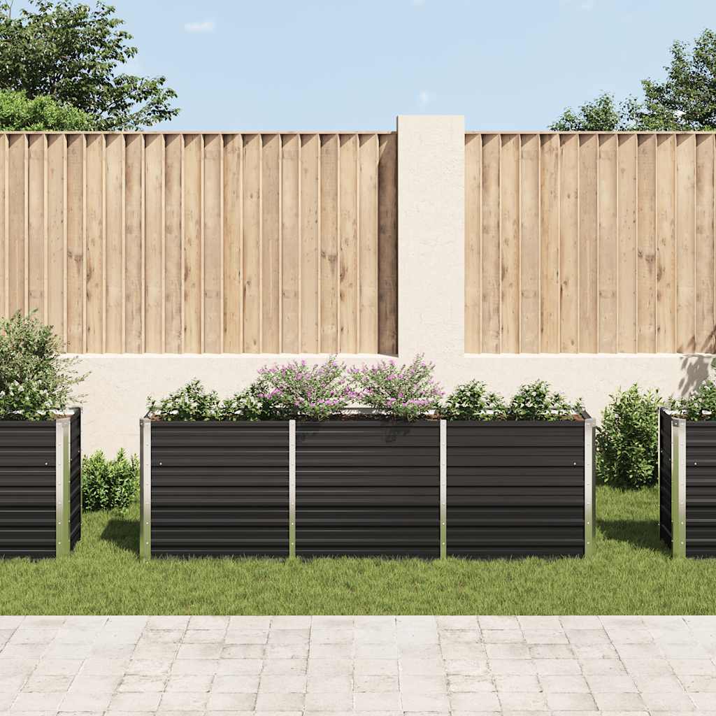 Plantenbak verhoogd 240x40x77 cm gegalvaniseerd staal antraciet is nu te koop bij PeponiXL, paradijselijk wonen!