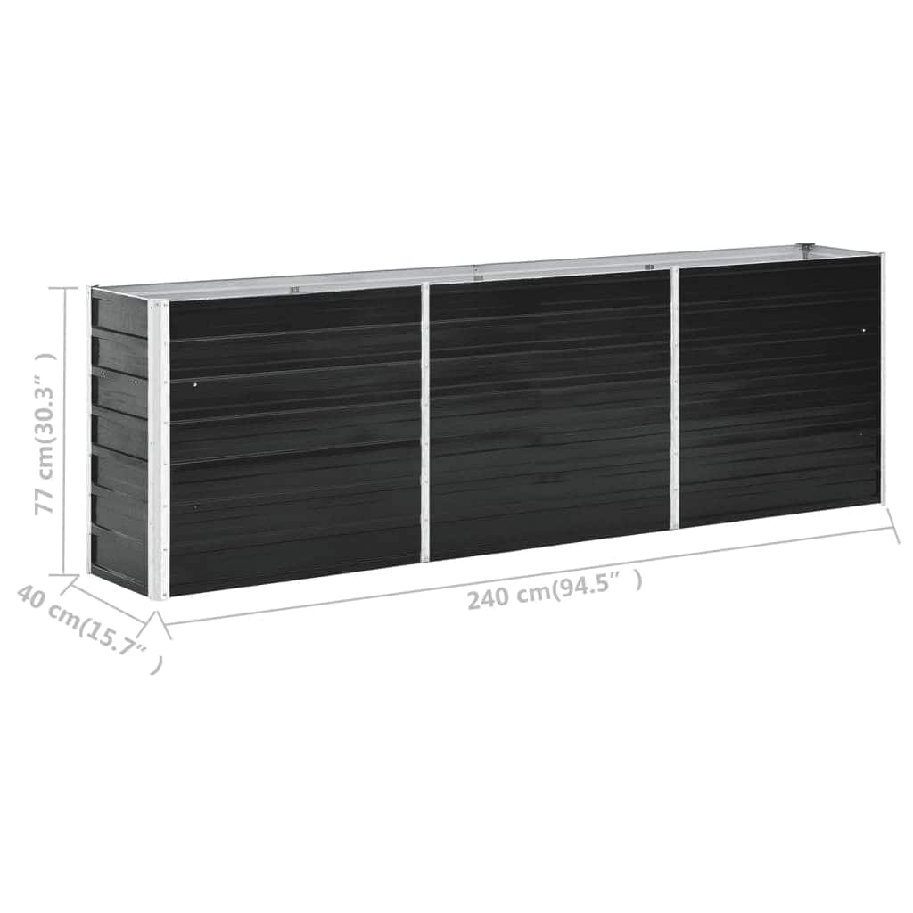 Plantenbak verhoogd 240x40x77 cm gegalvaniseerd staal antraciet is nu te koop bij PeponiXL, paradijselijk wonen!