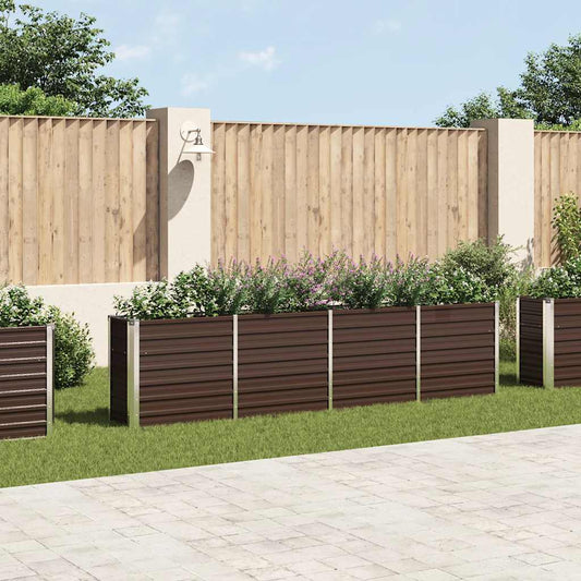 Plantenbak verhoogd 320x40x77 cm gegalvaniseerd staal bruin is nu te koop bij PeponiXL, paradijselijk wonen!