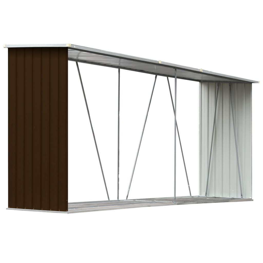 Haardhoutschuur 330x84x152 cm gegalvaniseerd staal bruin is nu te koop bij PeponiXL, paradijselijk wonen!