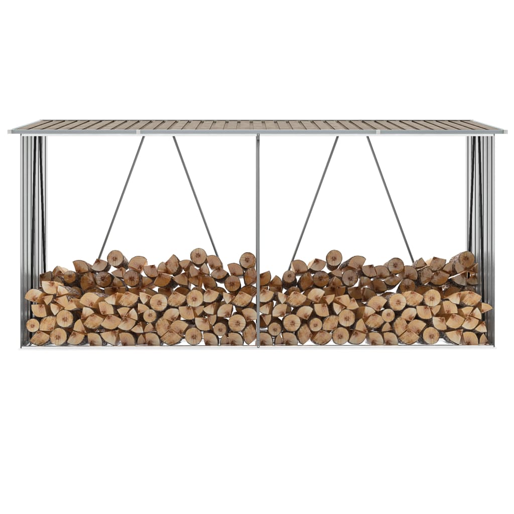 Haardhoutschuur 330x84x152 cm gegalvaniseerd staal bruin is nu te koop bij PeponiXL, paradijselijk wonen!