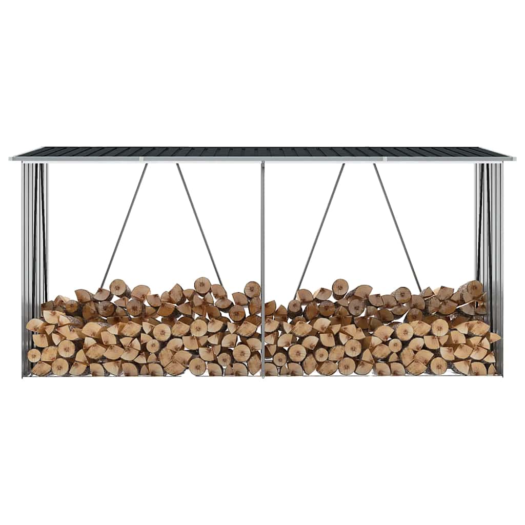 Haardhoutschuur 330x84x152 cm gegalvaniseerd staal antraciet is nu te koop bij PeponiXL, paradijselijk wonen!