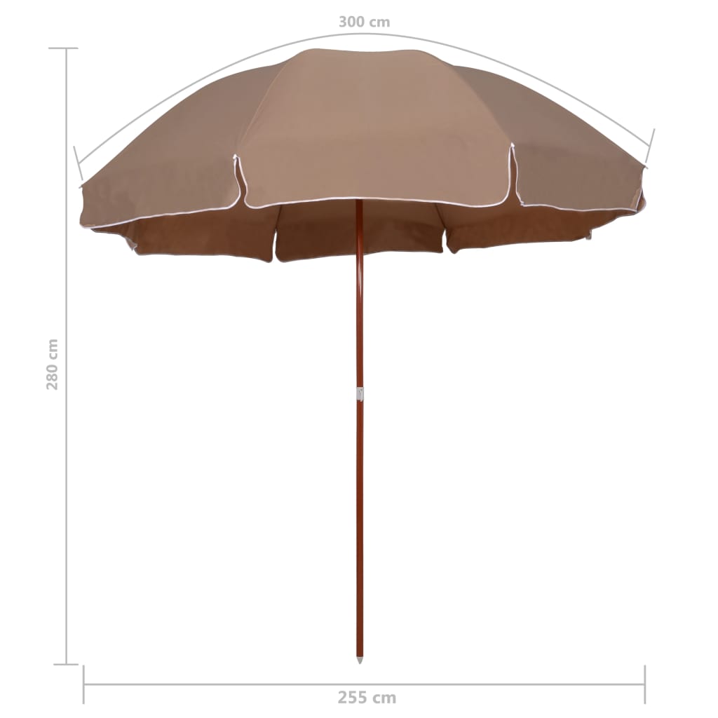 Parasol met stalen paal 300 cm taupe is nu te koop bij PeponiXL, paradijselijk wonen!