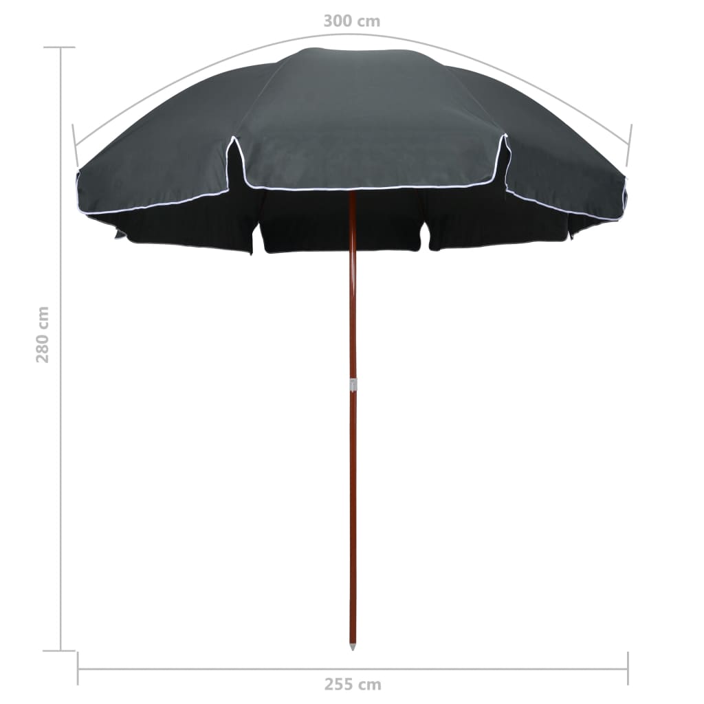 Parasol met stalen paal 300 cm antracietkleurig is nu te koop bij PeponiXL, paradijselijk wonen!
