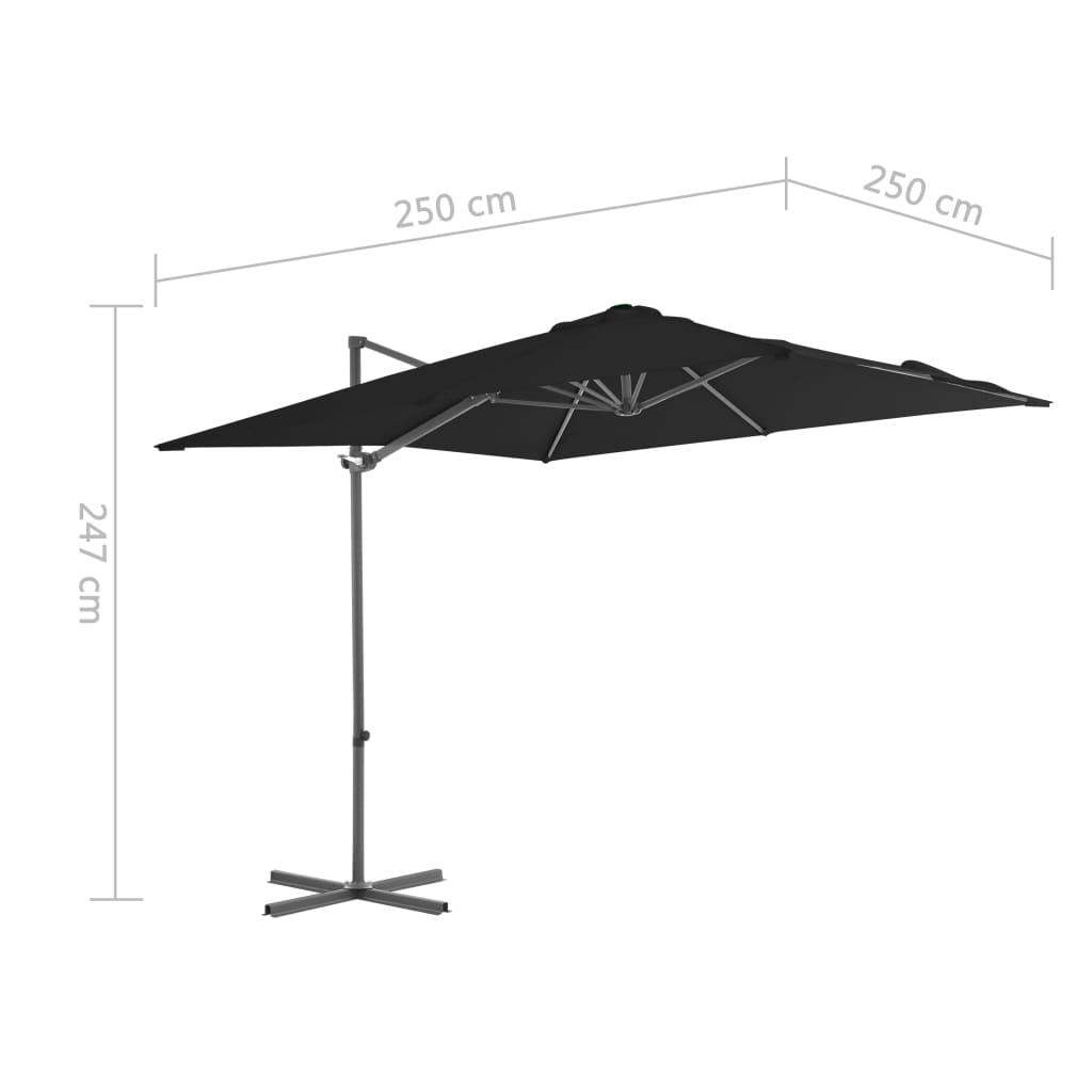 Zweefparasol met stalen paal 250x250 cm zwart is nu te koop bij PeponiXL, paradijselijk wonen!