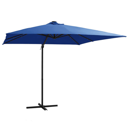 Zweefparasol met LED en stalen paal 250x250 cm azuurblauw is nu te koop bij PeponiXL, paradijselijk wonen!