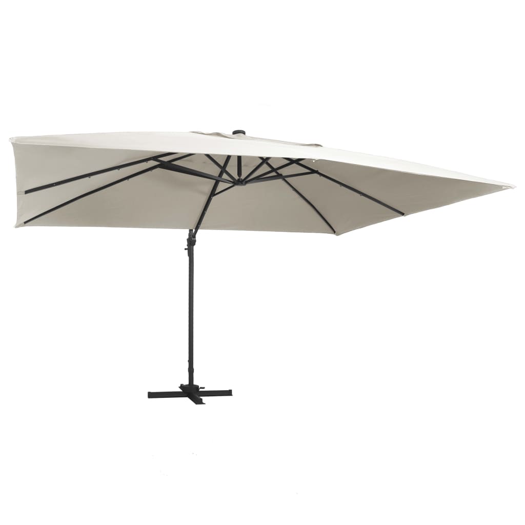 Zweefparasol met LED en aluminium paal 400x300 cm zandkleurig is nu te koop bij PeponiXL, paradijselijk wonen!