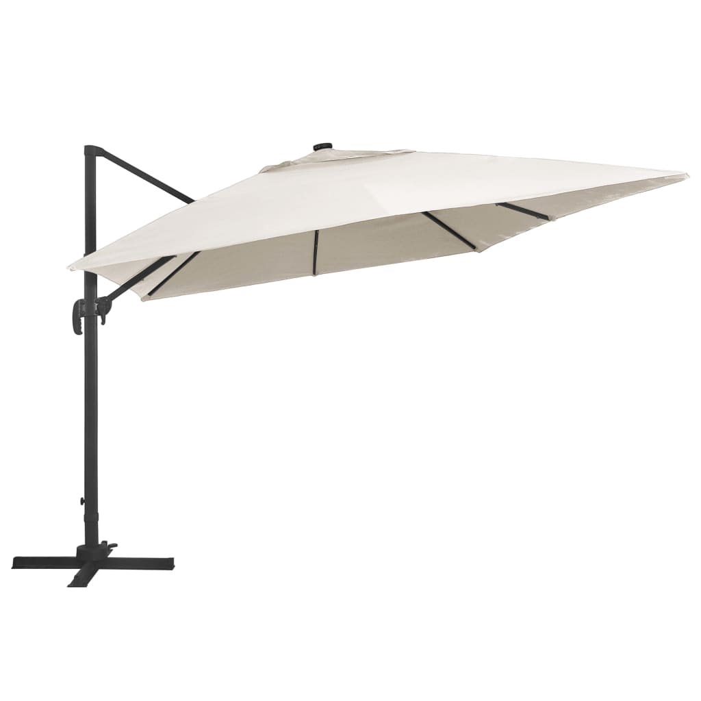 Zweefparasol met LED en aluminium paal 400x300 cm zandkleurig is nu te koop bij PeponiXL, paradijselijk wonen!