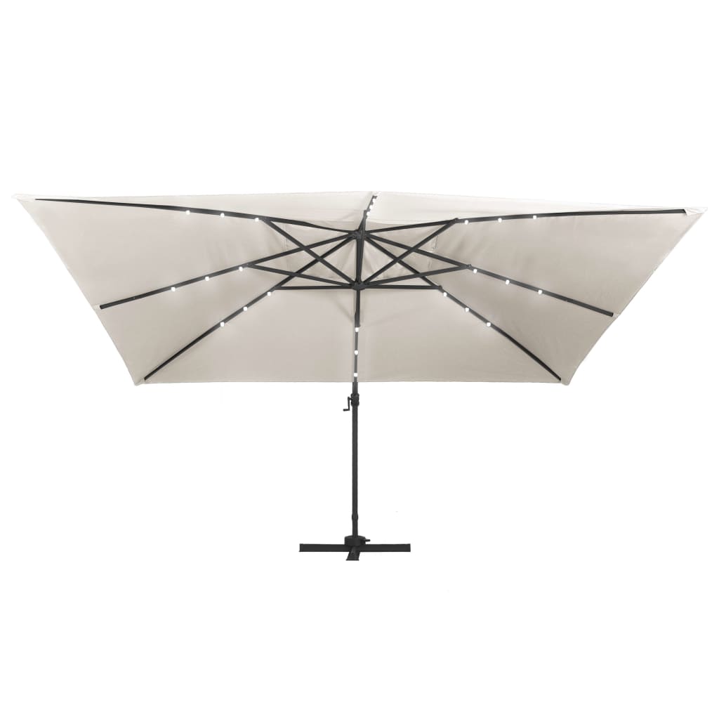 Zweefparasol met LED en aluminium paal 400x300 cm zandkleurig is nu te koop bij PeponiXL, paradijselijk wonen!
