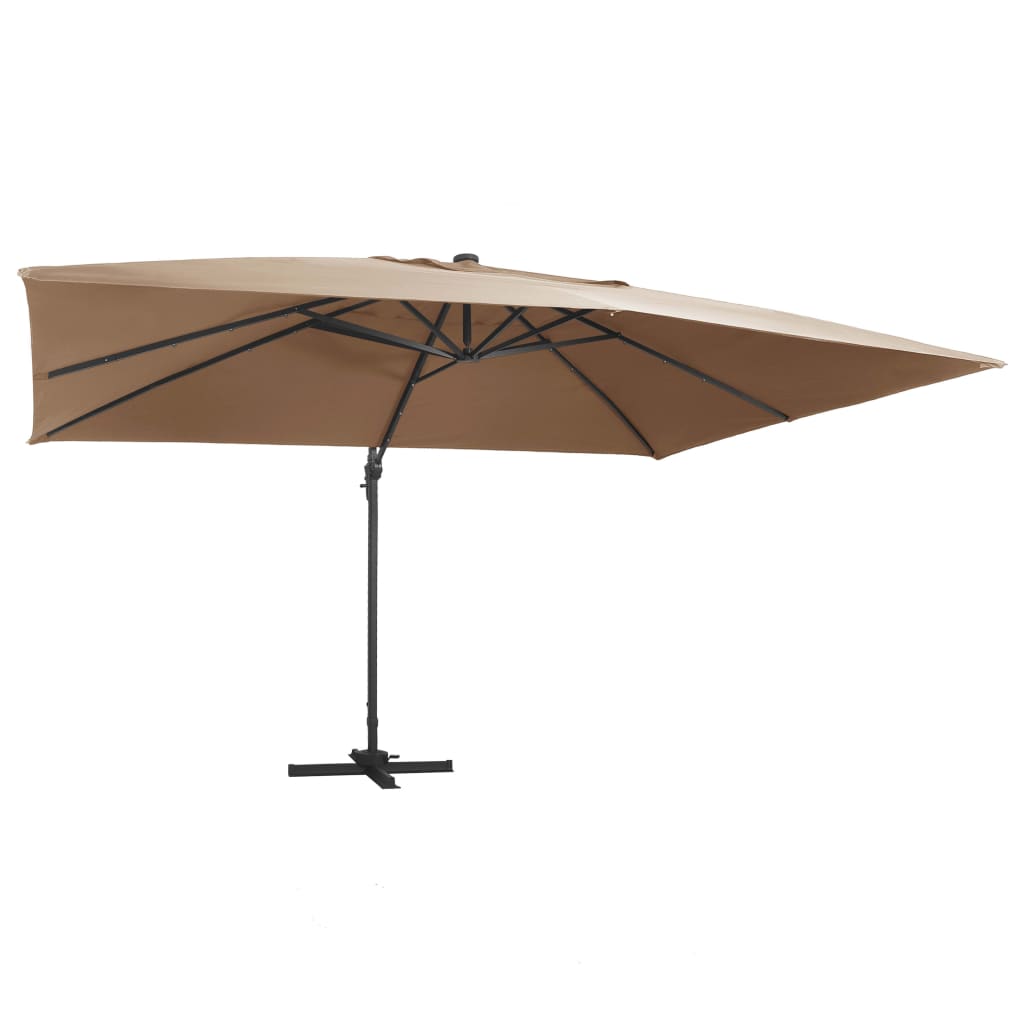 Zweefparasol met LED en aluminium paal 400x300 cm taupe is nu te koop bij PeponiXL, paradijselijk wonen!