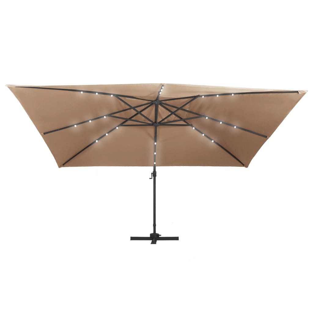 Zweefparasol met LED en aluminium paal 400x300 cm taupe is nu te koop bij PeponiXL, paradijselijk wonen!