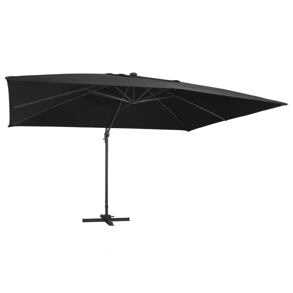 Zweefparasol met LED-verlichting en paal 400x300 cm zwart is nu te koop bij PeponiXL, paradijselijk wonen!