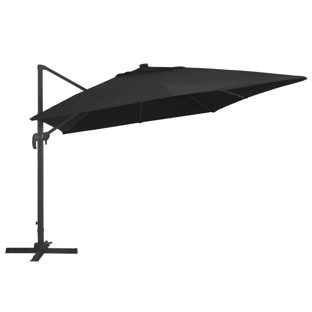 Zweefparasol met LED-verlichting en paal 400x300 cm zwart is nu te koop bij PeponiXL, paradijselijk wonen!