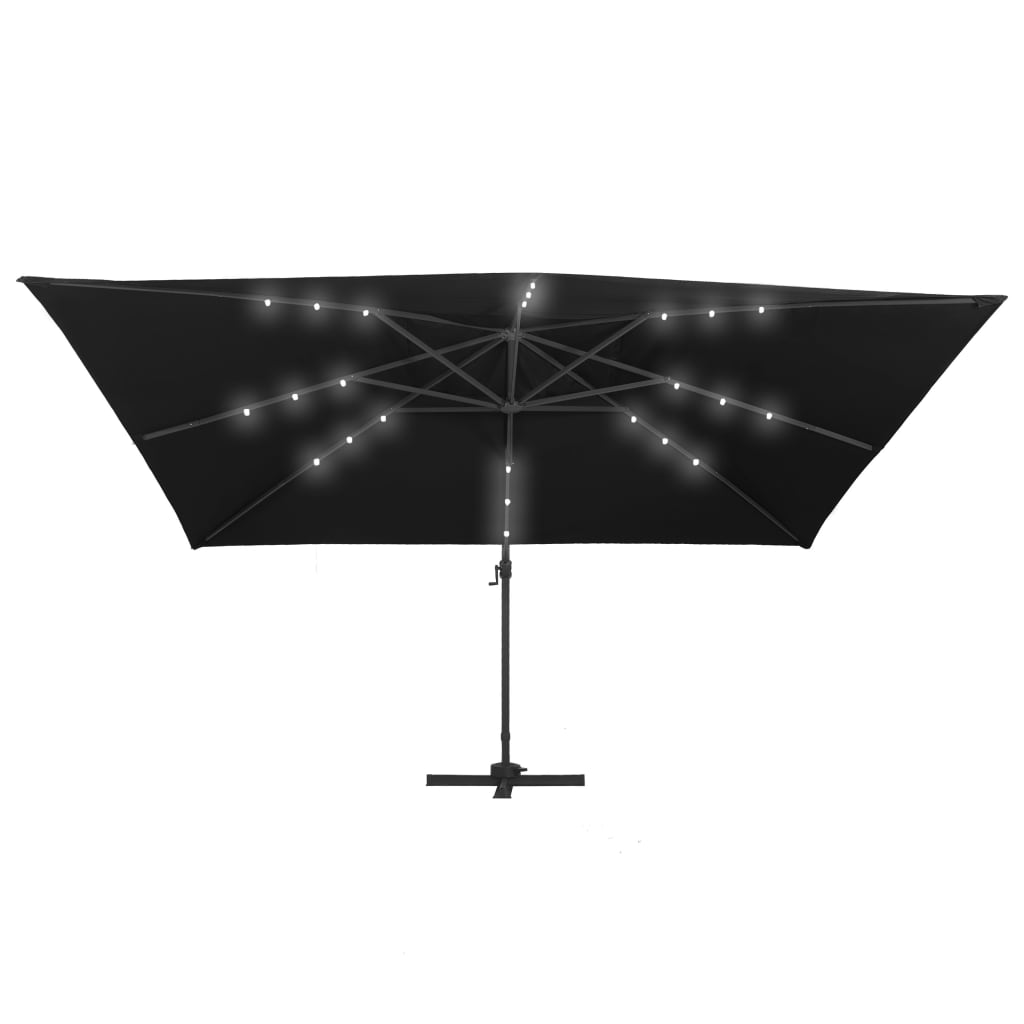 Zweefparasol met LED-verlichting en paal 400x300 cm zwart is nu te koop bij PeponiXL, paradijselijk wonen!