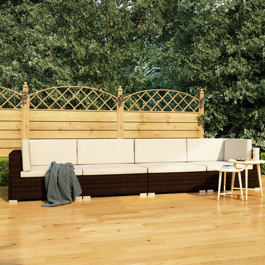 4-delige Loungeset met kussens poly rattan bruin is nu te koop bij PeponiXL, paradijselijk wonen!