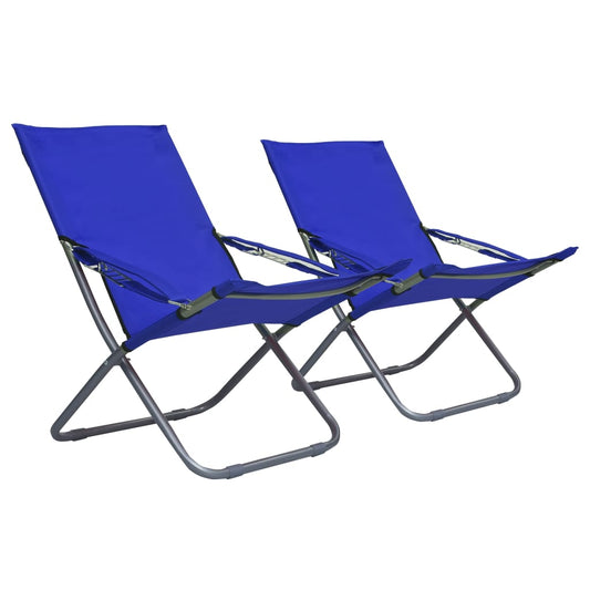 Strandstoelen 2 st inklapbaar stof blauw is nu te koop bij PeponiXL, paradijselijk wonen!