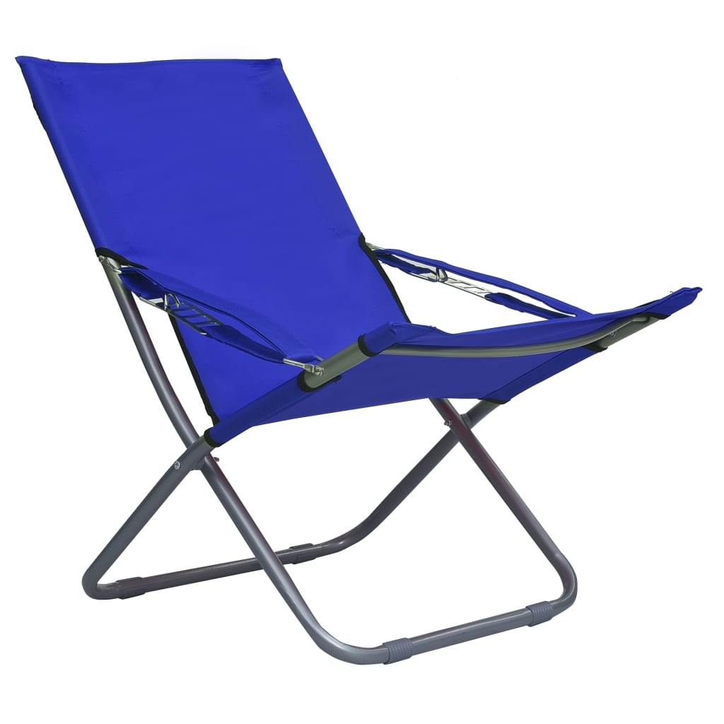 Strandstoelen 2 st inklapbaar stof blauw is nu te koop bij PeponiXL, paradijselijk wonen!
