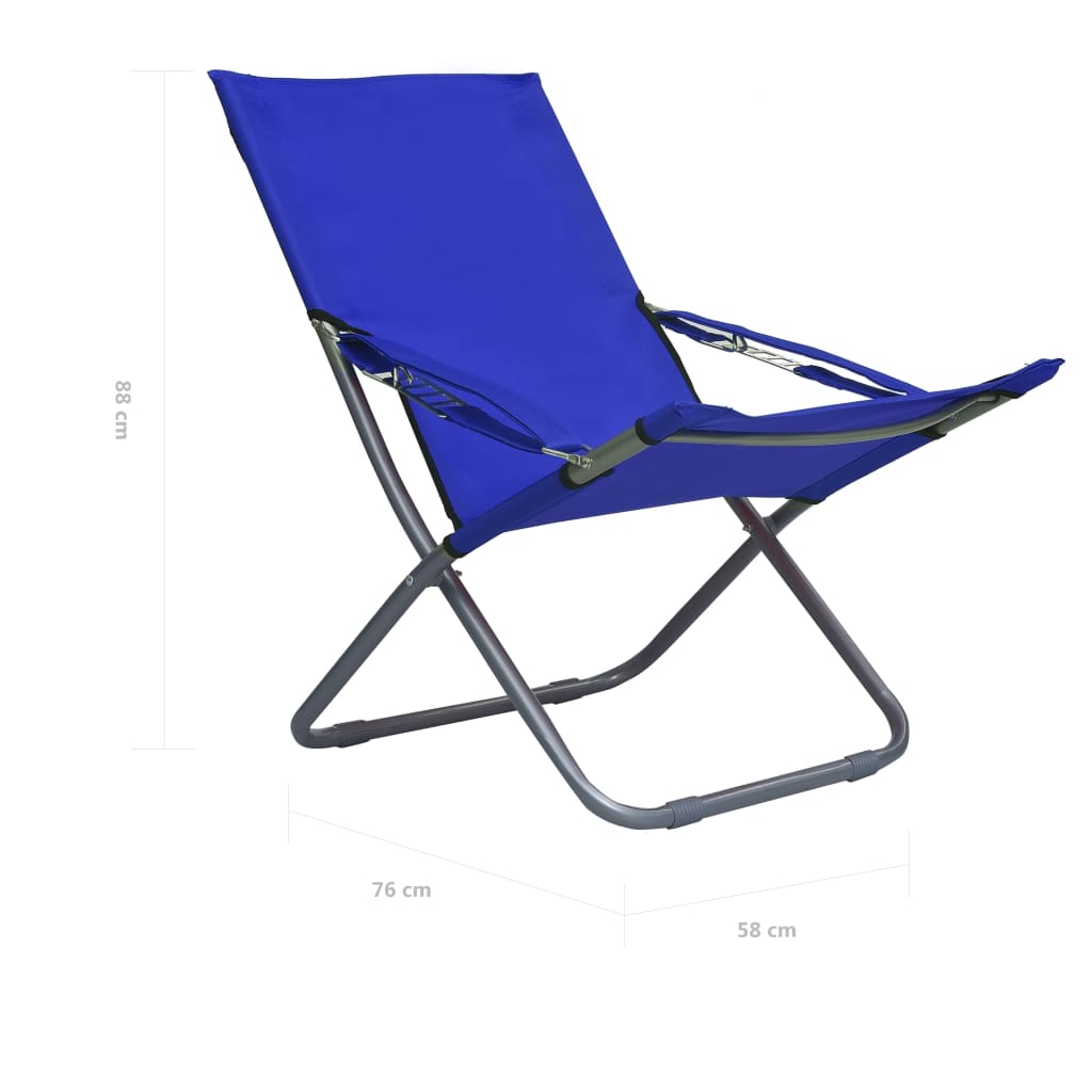 Strandstoelen 2 st inklapbaar stof blauw is nu te koop bij PeponiXL, paradijselijk wonen!