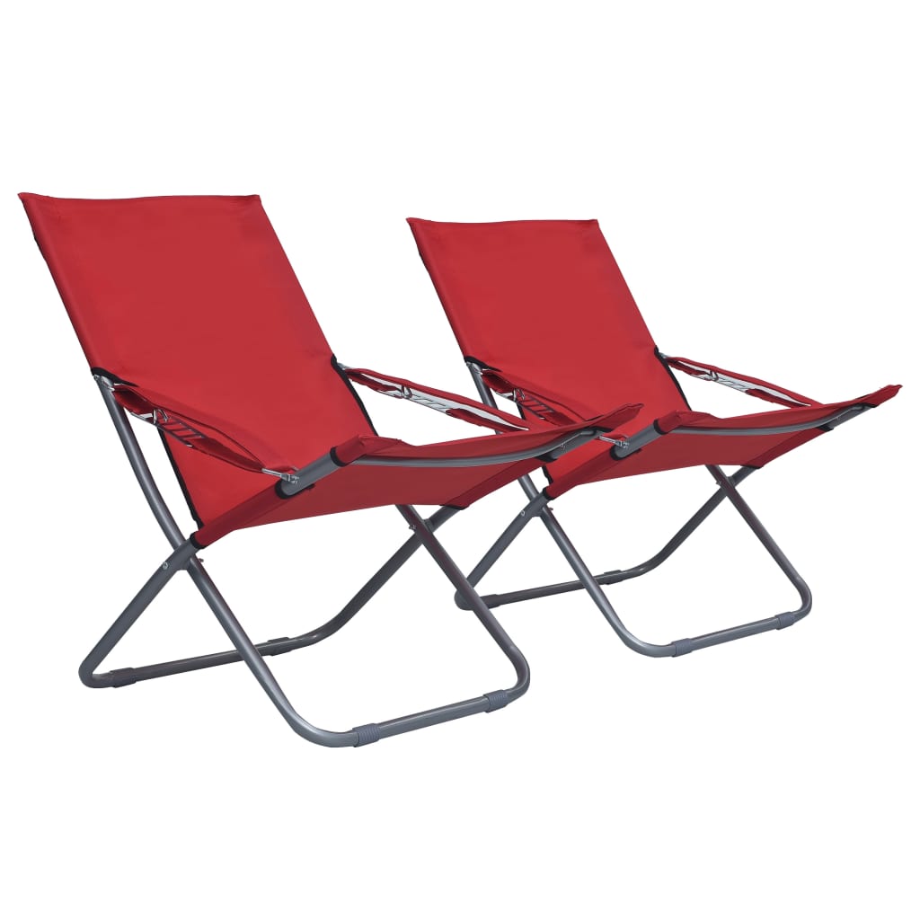 Strandstoelen 2 st inklapbaar stof rood is nu te koop bij PeponiXL, paradijselijk wonen!