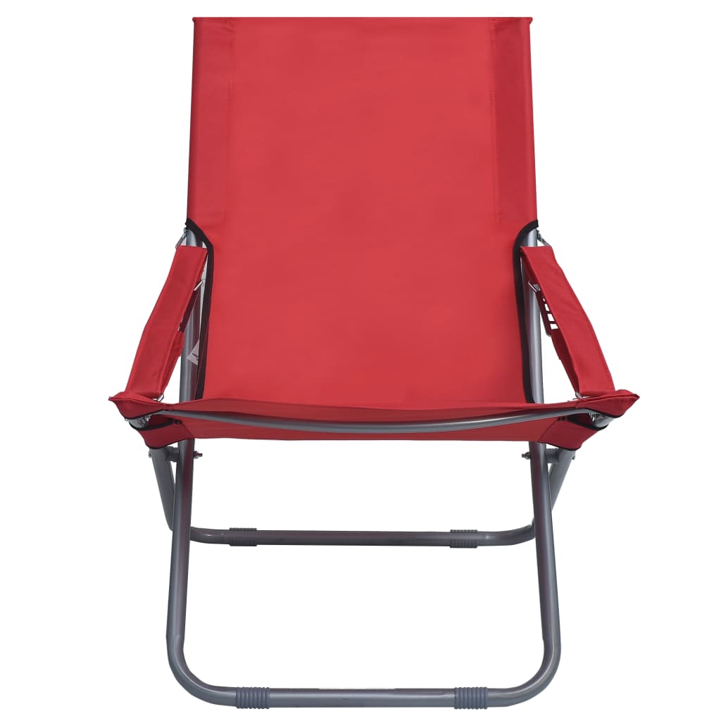 Strandstoelen 2 st inklapbaar stof rood is nu te koop bij PeponiXL, paradijselijk wonen!
