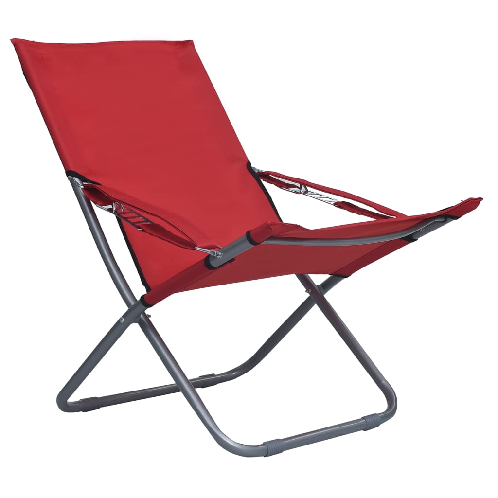 Strandstoelen 2 st inklapbaar stof rood is nu te koop bij PeponiXL, paradijselijk wonen!